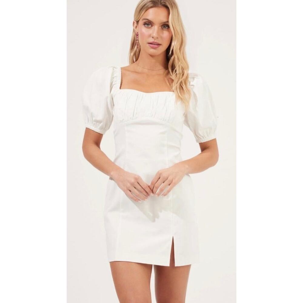 ASTR The‎ Label Women's Wendy Puff Sleeve Mini Dress White Size S